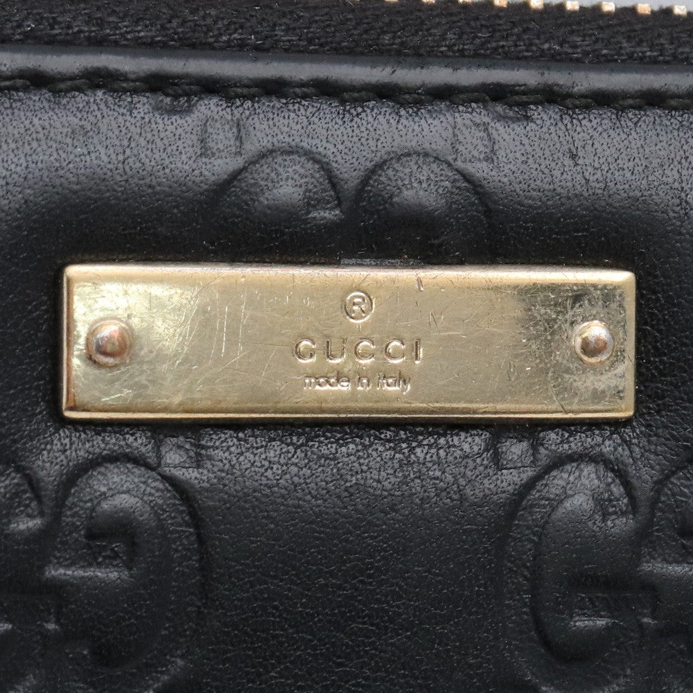 Gucci Guccissima Logo Plate Zip-Around Wallet Black Size F