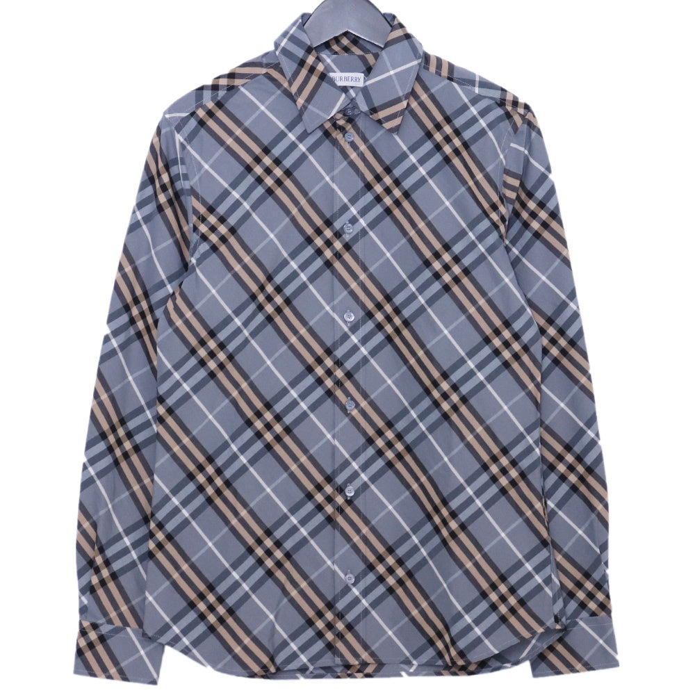 BURBERRY 26SS Regular Fit Check Long Shirt Gray Size XS