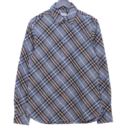 BURBERRY 26SS Regular Fit Check Long Shirt Gray Size XS