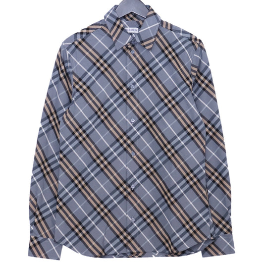 BURBERRY 26SS Regular Fit Check Long Shirt Gray Size XS