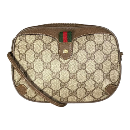 GUCCI Vintage GG Plus Sherry Line Leather Bag