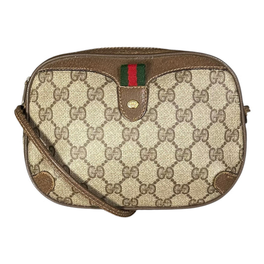 GUCCI Vintage GG Plus Sherry Line Leather Bag