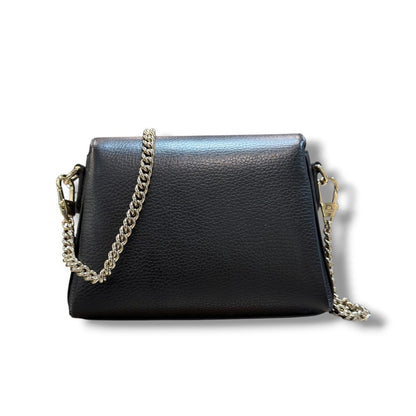 GUCCI Interlocking Chain Leather Shoulder Bag Black Size F