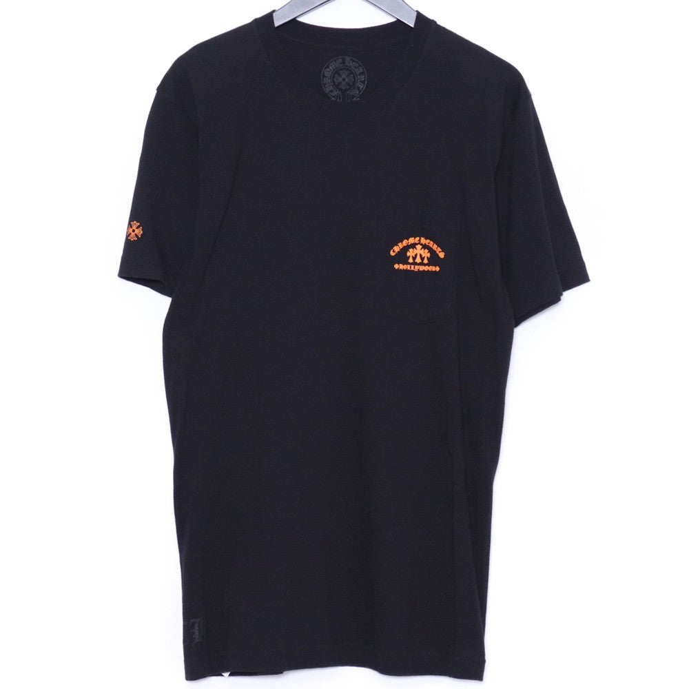CHROME HEARTS Orange Cemetery Cross Tee Black Size L