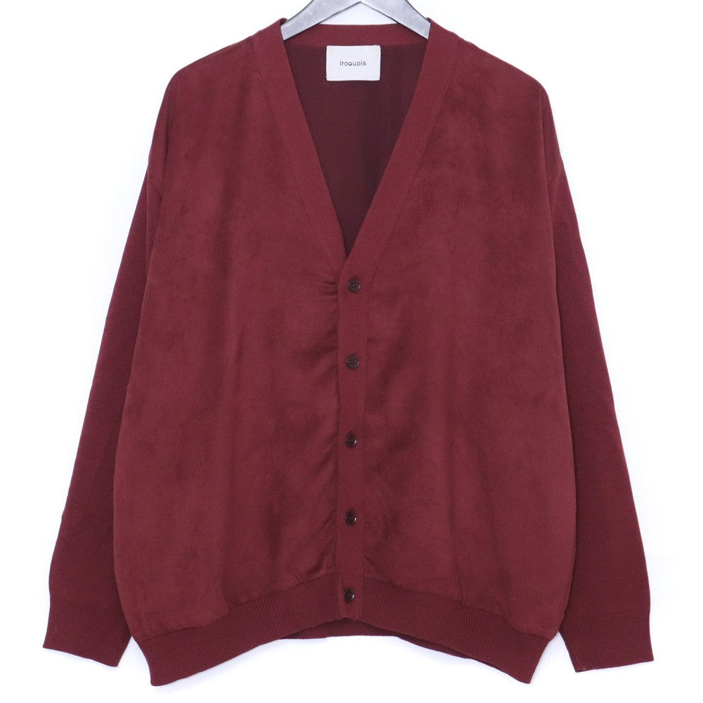 IROQUOIS Ecosuede Combi Knit Cardigan Red Size 2