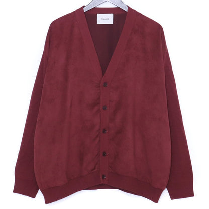 IROQUOIS Ecosuede Combi Knit Cardigan Red Size 2