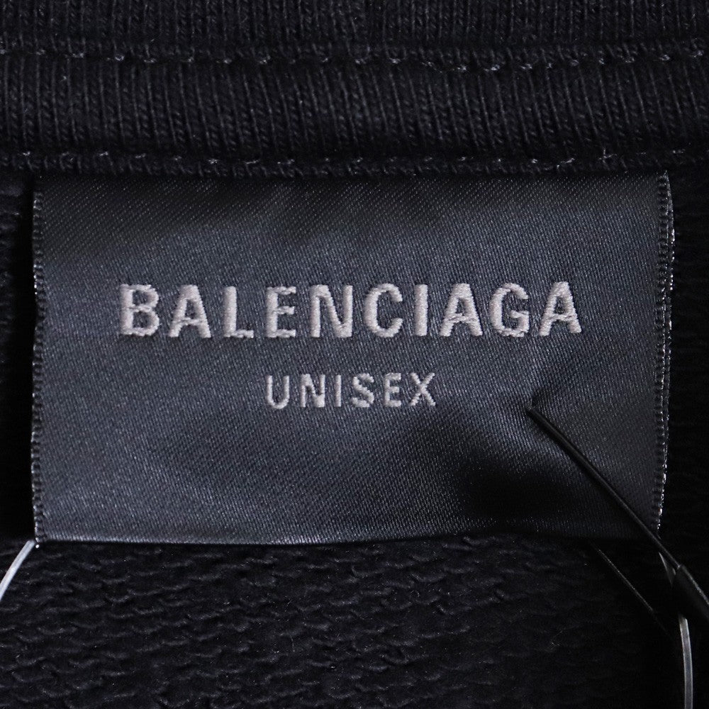 BALENCIAGA SKATER HOODIE Distressed Patch Black Size 2