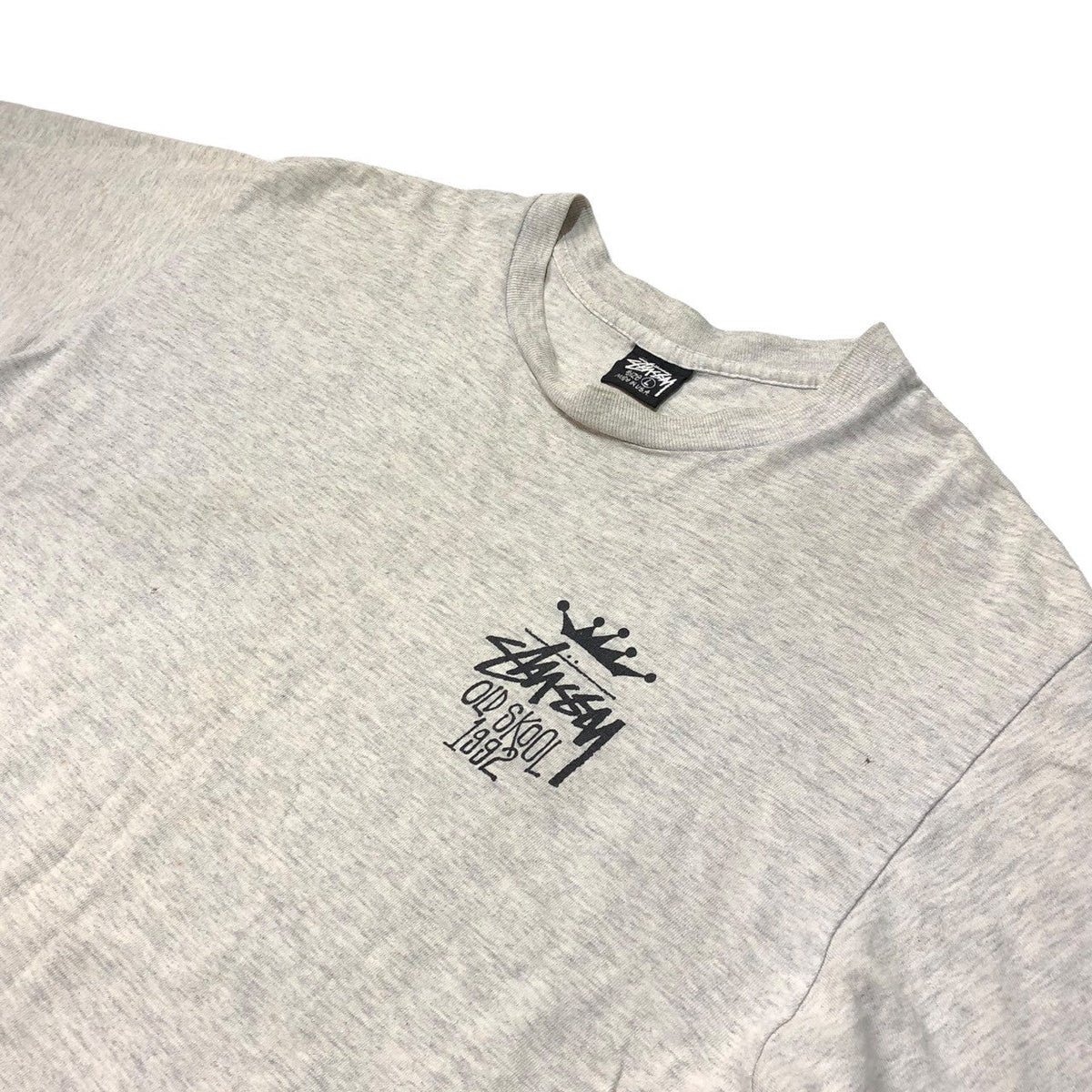 STUSSY 90s Old Skool 1992 T-Shirt Gray/Black Size SIZE L