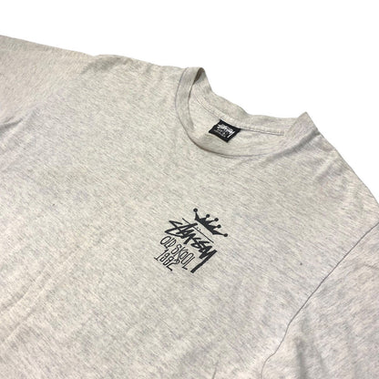 STUSSY 90s Old Skool 1992 T-Shirt Gray/Black Size SIZE L