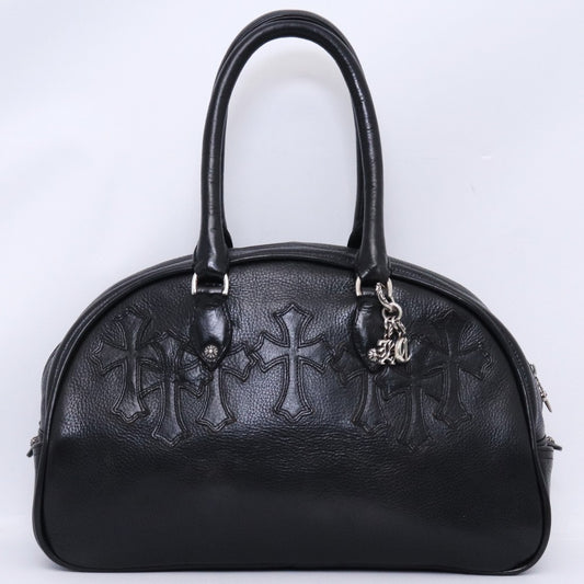 Chrome Hearts Small Gym Bag Leather Cross Patch Black