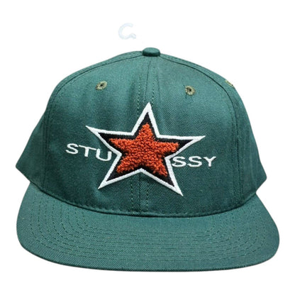 STUSSY 90s USA "STAR" Logo Snapback Cap Green Deadstock