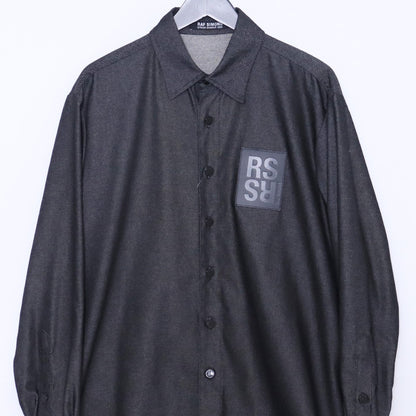 RAF SIMONS 23SS Oversized Leather Patch Shirt Black Size S