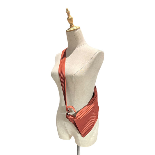 PLEATS PLEASE Pleated Shoulder Bag Brick Color Size FREE