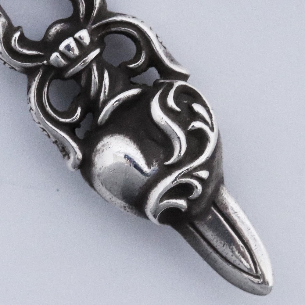 CHROME HEARTS DAGGER HEART Necklace Pendant Silver Size F