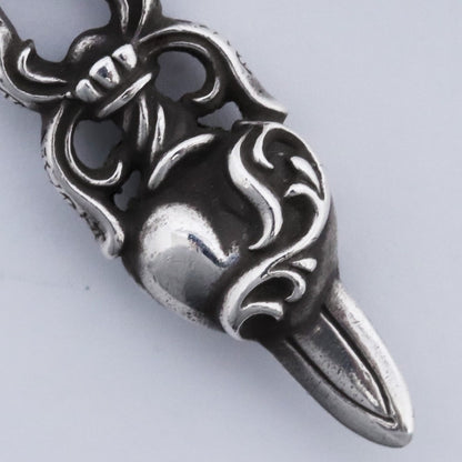 CHROME HEARTS DAGGER HEART Necklace Pendant Silver Size F