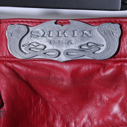 SKKIN Leather Braided Suede Fire Pattern Pants Red Size M