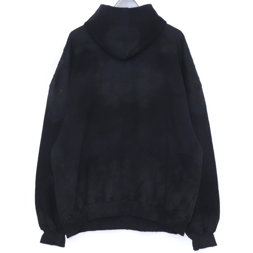 BALENCIAGA SKATER HOODIE Distressed Patch Black Size 2