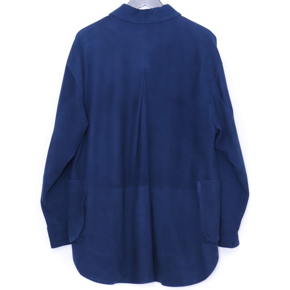 PORTER CLASSIC Suede Leather Shirt Buttons Blue Jacket Size 1