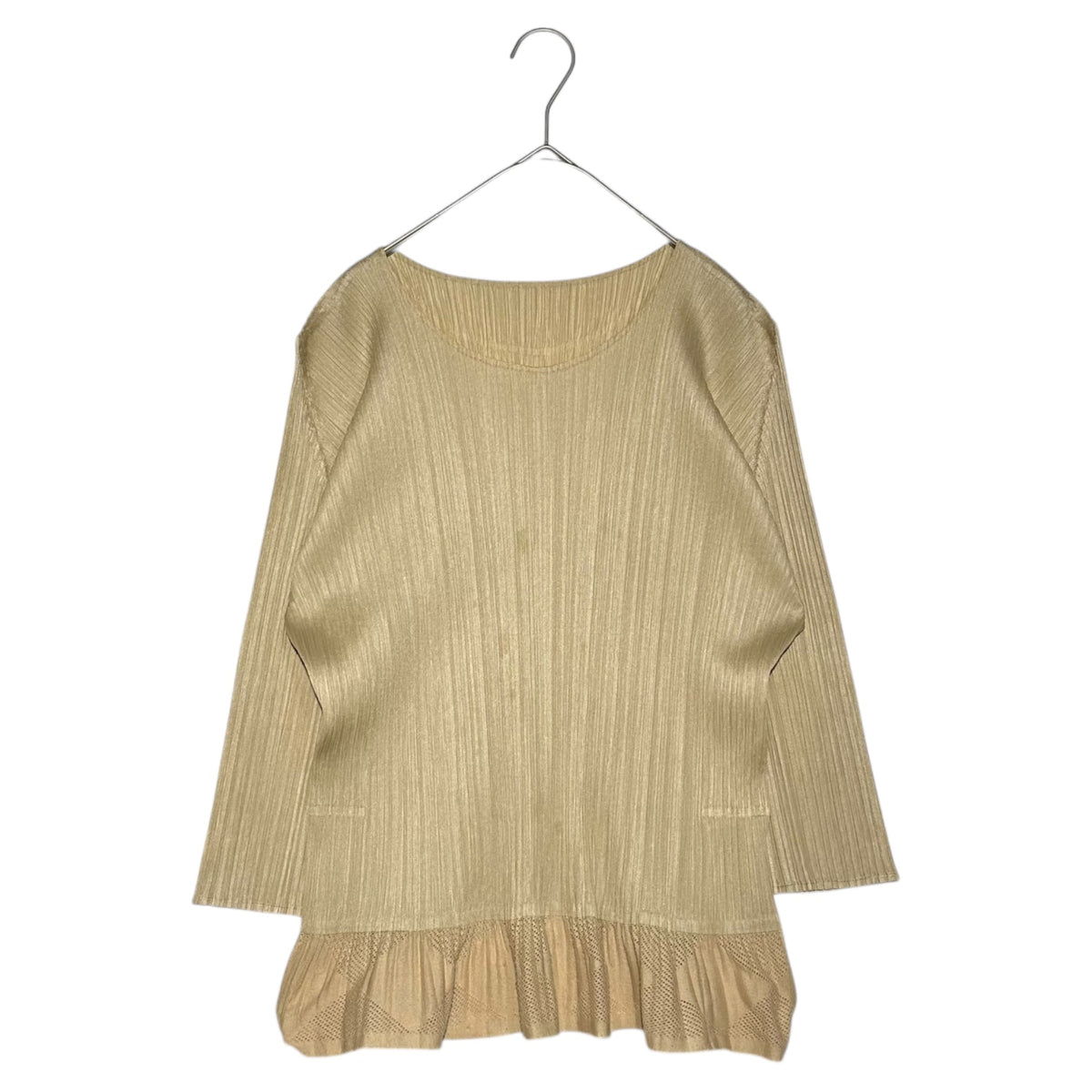 PLEATS PLEASE Mesh Pleated Long-Sleeve Top Size 4