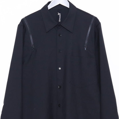GROUND Y Wool Gabardine Zipper Shoulder Shirt Black Size 3