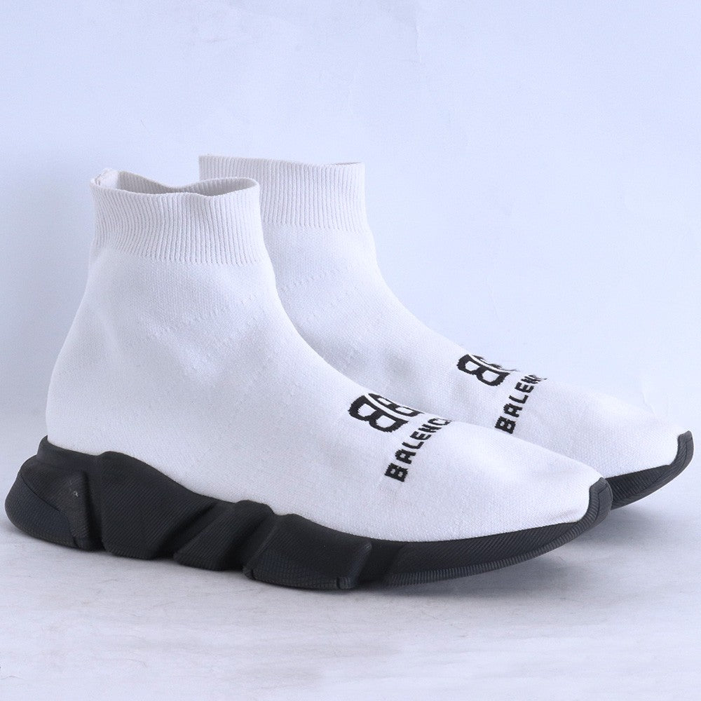 BALENCIAGA Speed Recycled High-Top Sneakers White Size 27cm