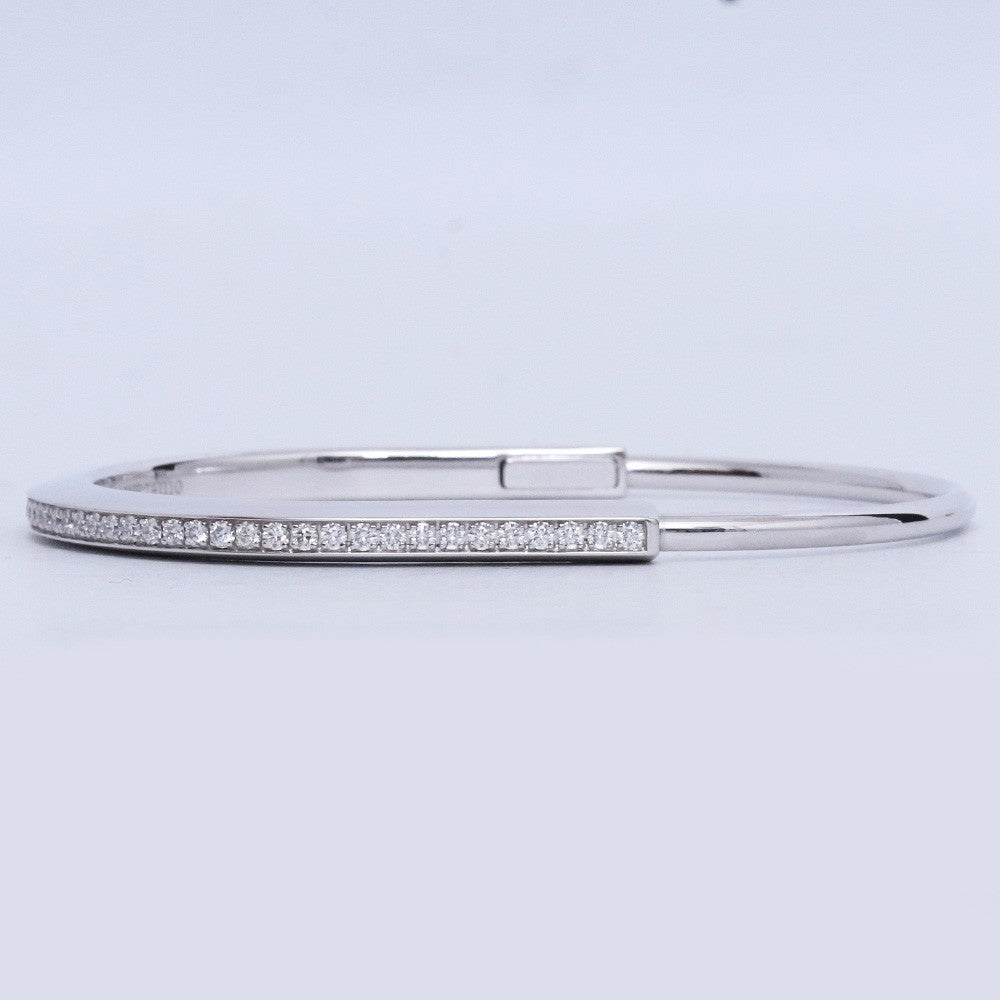 TIFFANY&CO. Narrow Bangle Half Pave 18K WG Size ONE SIZE