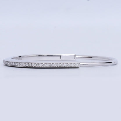 TIFFANY&CO. Narrow Bangle Half Pave 18K WG Size ONE SIZE