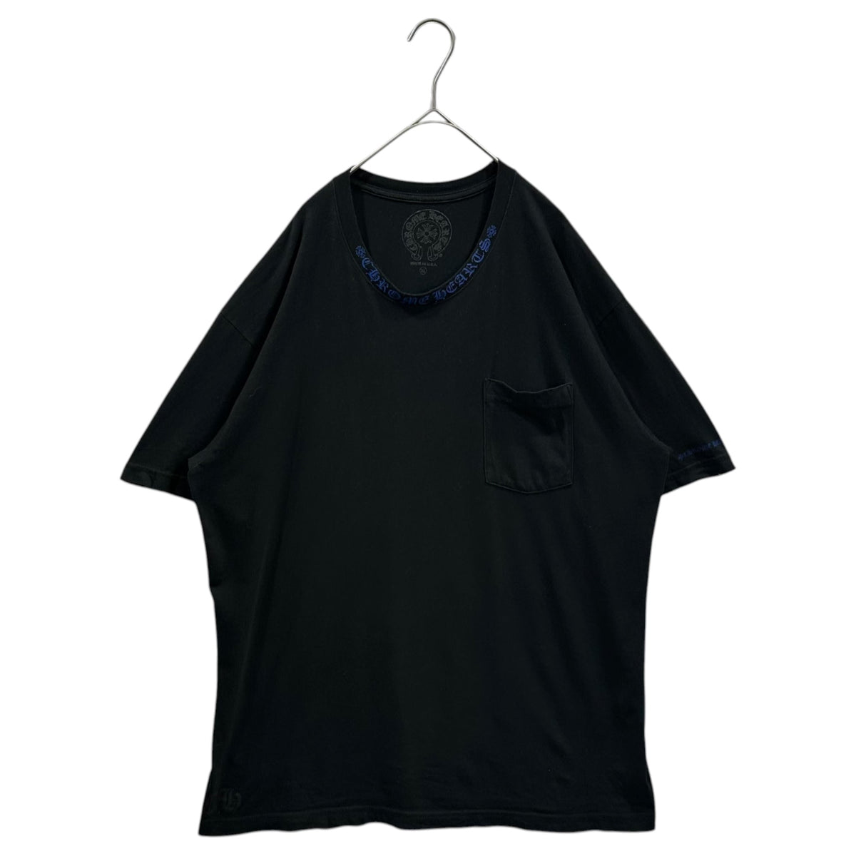 CHROME HEARTS Neck Logo Cotton T-Shirt Black/Blue Size XL