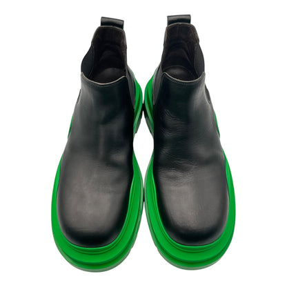BOTTEGA VENETA TIRE Ankle Chelsea Black Green Boots Size EU 42