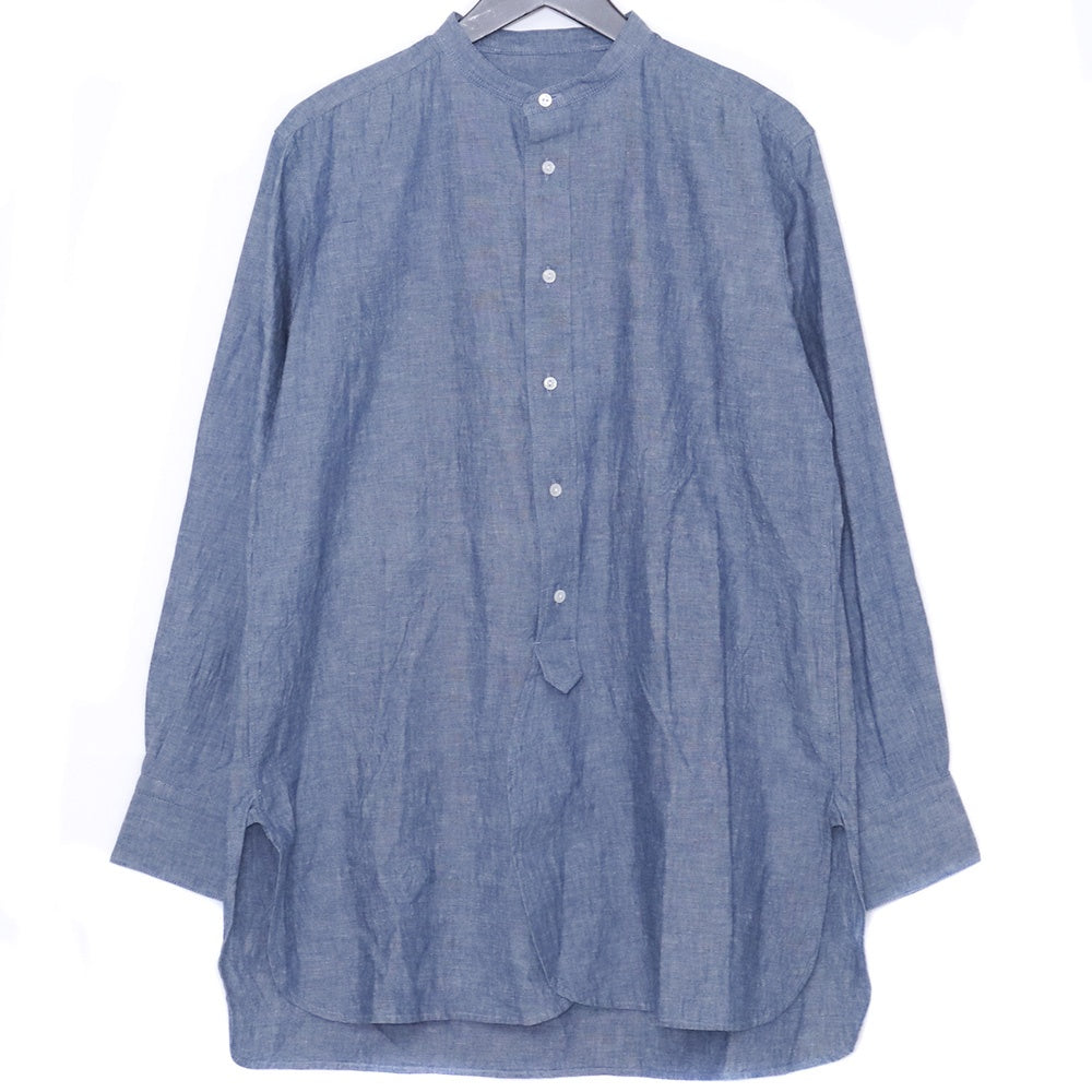 SUS-SOUS Chambray Band Collar Button Up Shirt Blue Size 5