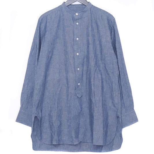 SUS-SOUS Chambray Band Collar Button Up Shirt Blue Size 5