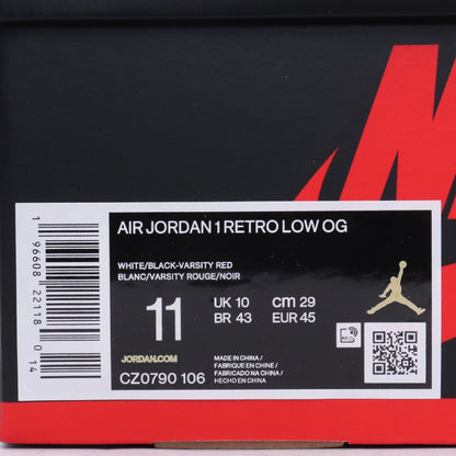 NIKE AIR JORDAN 1 Retro Low OG Black Toe Sneakers Size 29cm