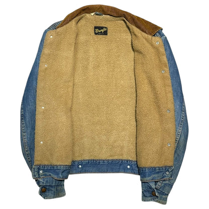WRANGLER 70s Vintage Indigo Denim Fleece Jacket Size 36