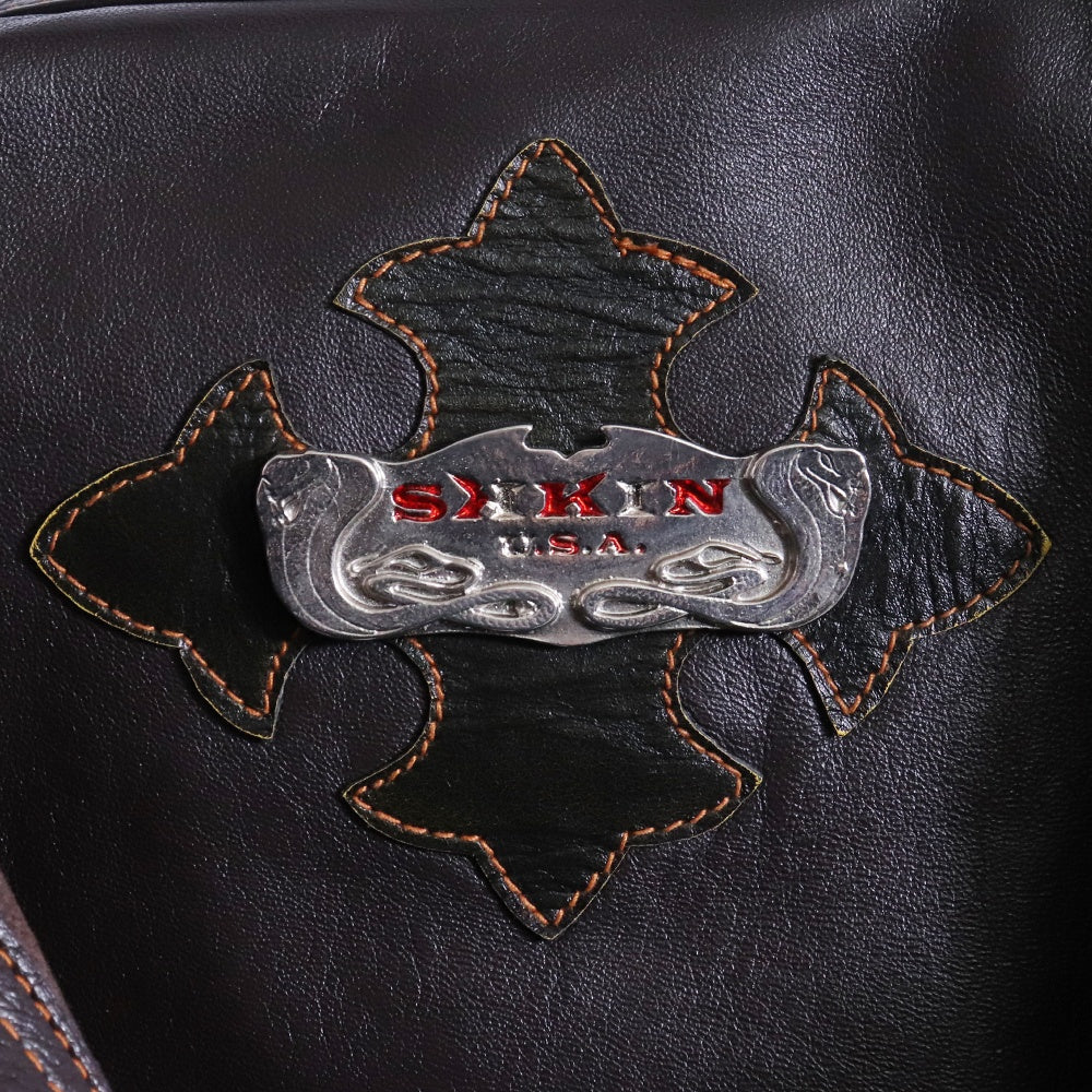 SKKIN Shearling Collar Leather Shirt Jacket Brown Size M