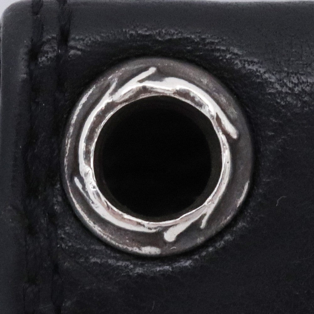 CHROME HEARTS Grommet Leather Card Holder Black Card Case Size F