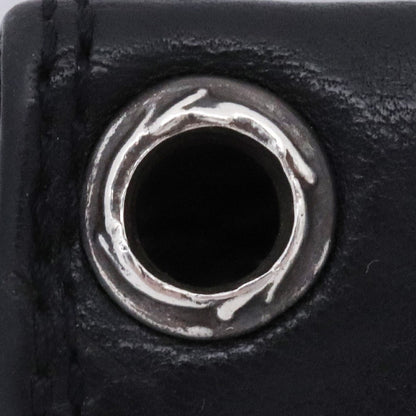 CHROME HEARTS Grommet Leather Card Holder Black Card Case Size F
