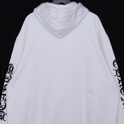 CHROME HEARTS Vertical Logo Pullover Hoodie White Size XL