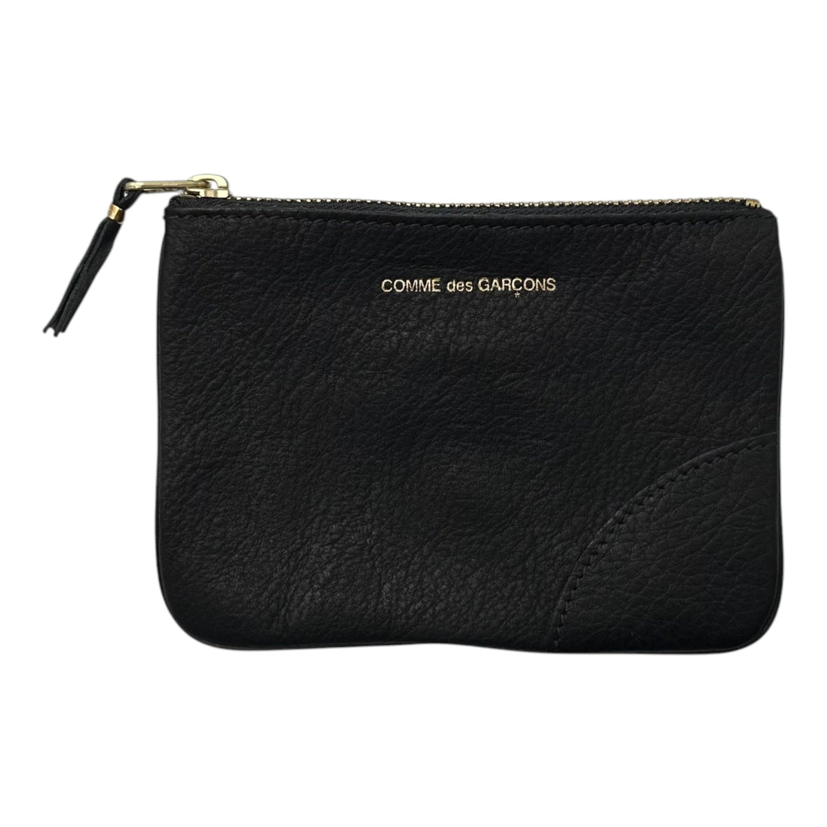 COMME des GARCONS Washed Leather Zip Wallet Black Size FREE