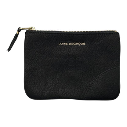 COMME des GARCONS Washed Leather Zip Wallet Black Size FREE