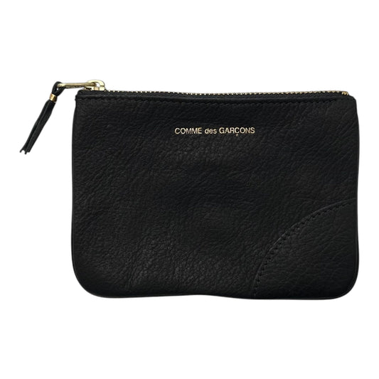 COMME des GARCONS Washed Leather Zip Wallet Black Size FREE