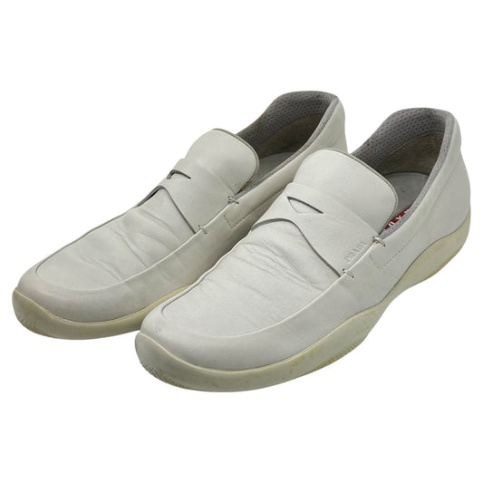 PRADA SPORT 00s America's Cup Leather Loafers White Sneakers Size 8