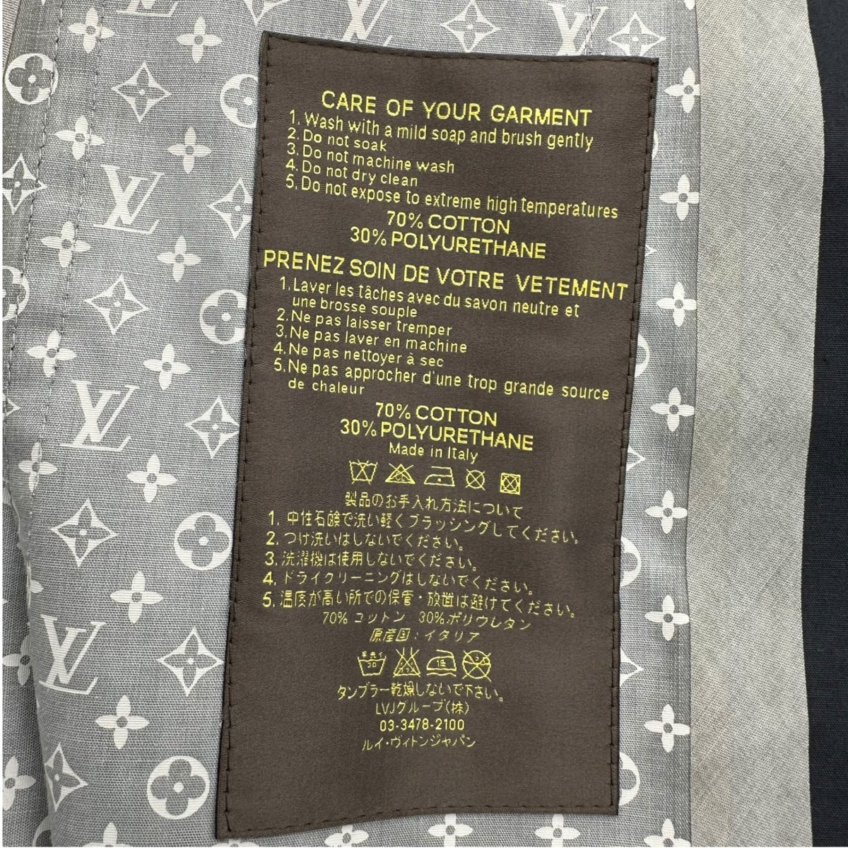 LOUIS VUITTON Monogram Zip Coated Macintosh Coat Size 34