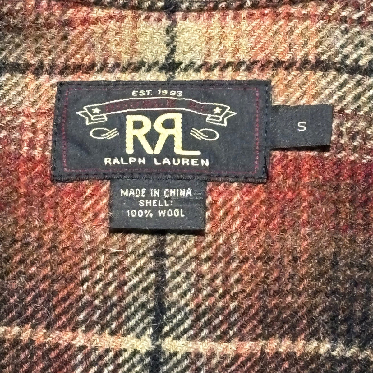 RRL Ombre Plaid Wool Hunting Jacket Red Beige Size S