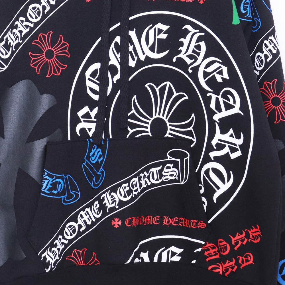 Chrome Hearts Stencil Cross Hoodie Black Size L