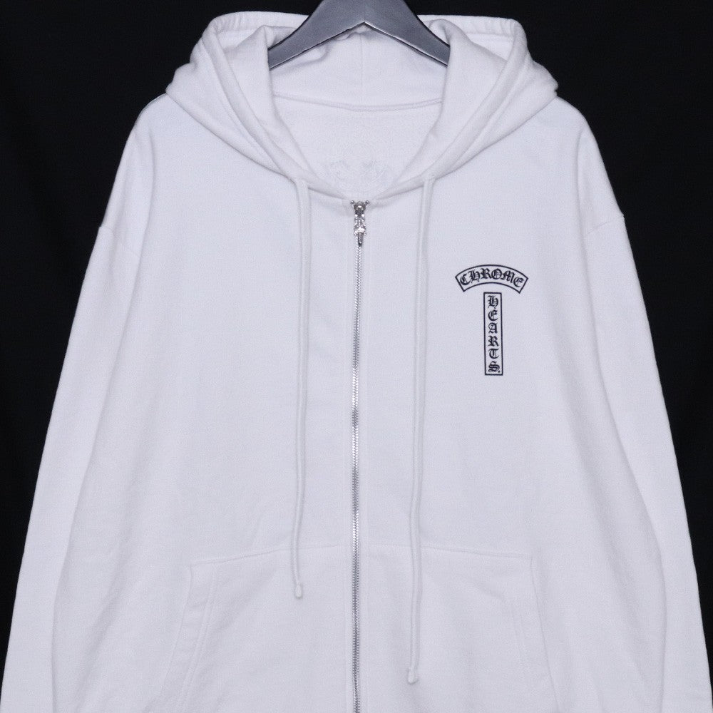 CHROME HEARTS Back Arch Logo USA Zip Up Hoodie White Size M