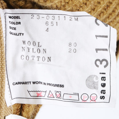 Carhartt Wip Sacai x 23AW Knit Pullover Detroit Beige Size 4