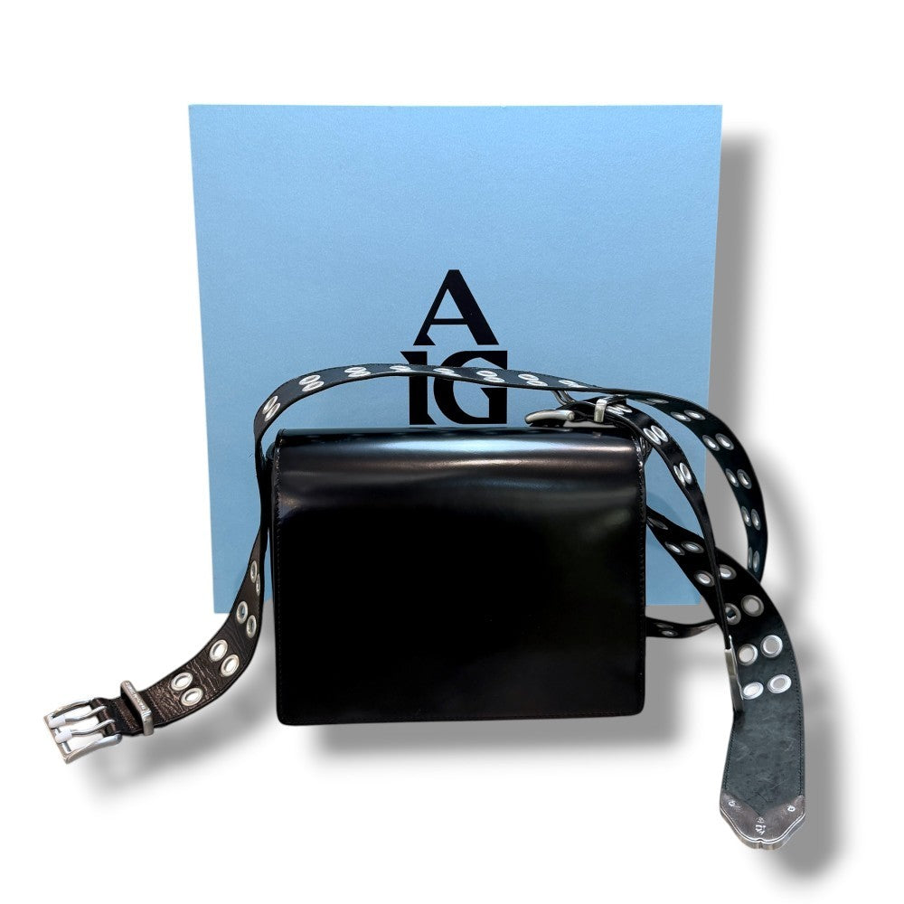 ACHILLES ION GABRIEL 25SS Hung Shoulder Cowhide Black Shoulder Bag Size F