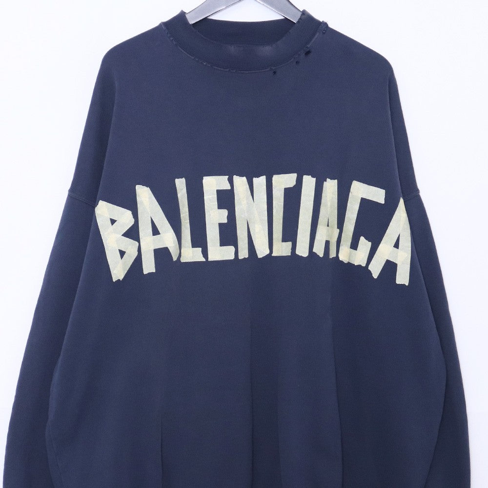 BALENCIAGA 23AW Tape Type Long Sleeve T-Shirt Navy Size L