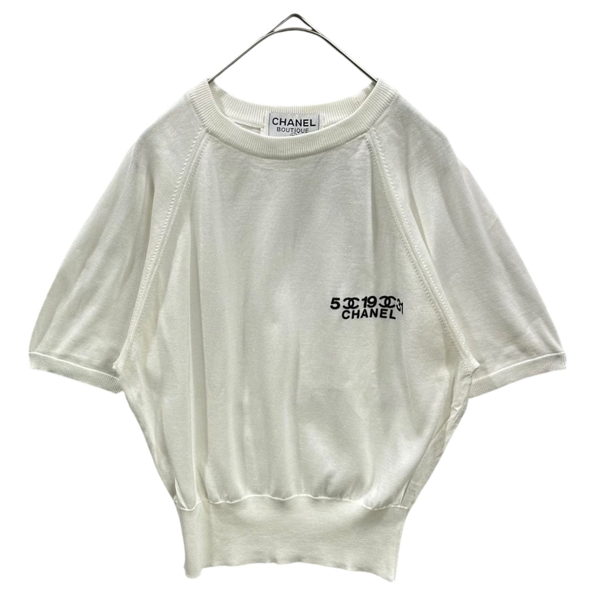 CHANEL Vintage S/S Chanel-Logo Knit Sweater Size 34