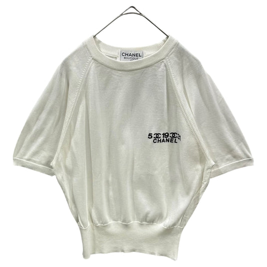 CHANEL Vintage S/S Chanel-Logo Knit Sweater Size 34
